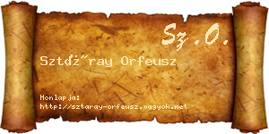 Sztáray Orfeusz névjegykártya